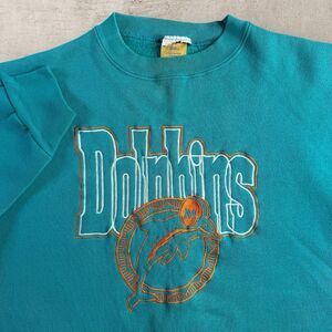 Vintage Miami Dolphins Sweatshirt Size Large Teal Embroidered Logo NFL 90’s USA